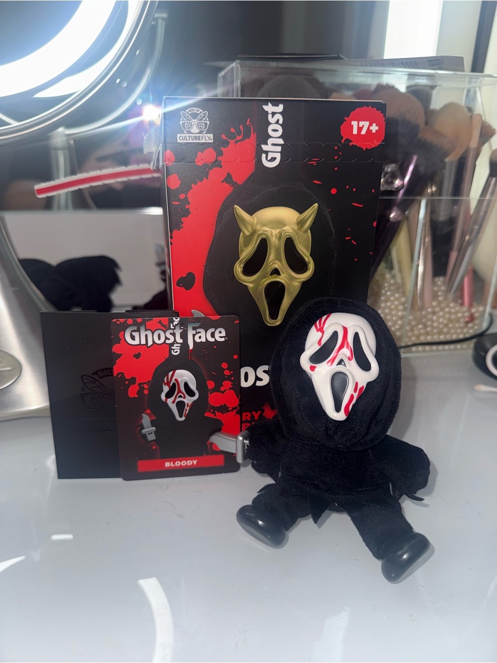 Ghost Face Vinyl plush bag clip/ bloody